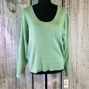 Ophelia Roe scoop neck sweater, green, NWT
